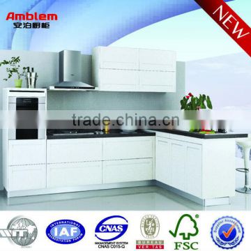2015 White European style PVC kitchen design from high quality China Supplier