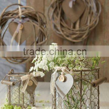 decorative glass flower planters with wire mesh basket