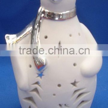 Xmas ceramic giftware, penguin candle holder