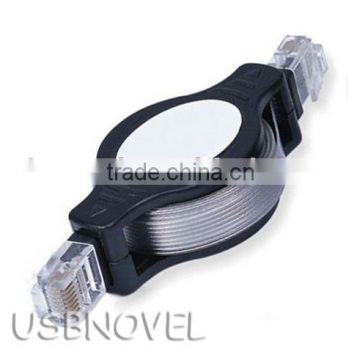 Flat RJ45 Networking lan cable retractable cat 6 Ethernet patch cable