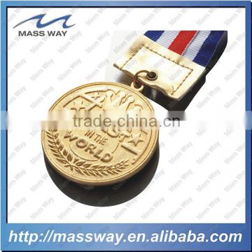 embossed ribbon custom zinc alloy gold sport 3D metal medallion