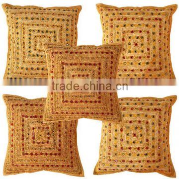 Ethnic design square kantha work cotton cushion cover 45*45cm