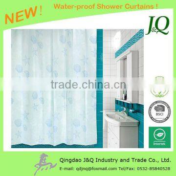 Water Proof Polyester Print Sea Shells Shower Curtains