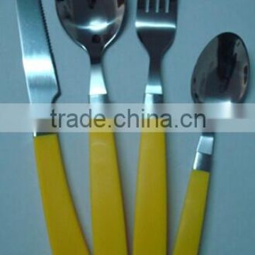 Artistic Design Plastic Handle Stainless Steel Cutlery Set For Kids KX-P015
