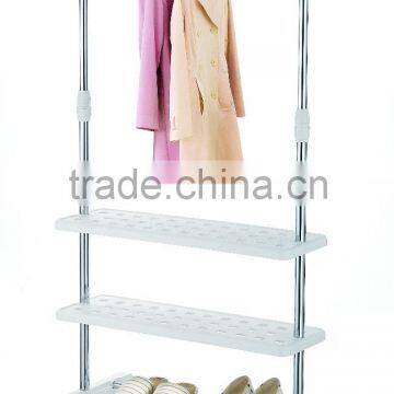 2-tier Plastic Rack Extendable Single bar garment hanging stand clothes hanging stand