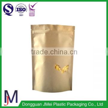 Dry food packaging window bag with tear notch stand up bag