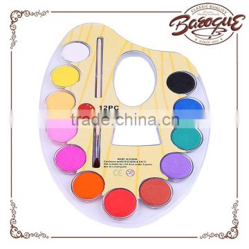2016 New Design Assorted Colors Watercolor Cakes 12-Colors, 12 Watercolor Color With Palette a Brush