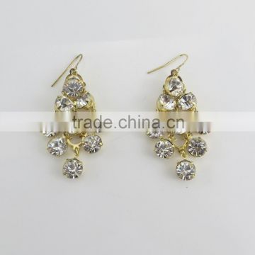 Spring style gold tassel rhinestone earring