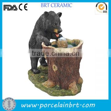 Fairy Bear Resin Wood Pile Water Fountain