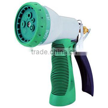 8 pattern zinc body with soft cover spray nozzle metal handle with PVC cover