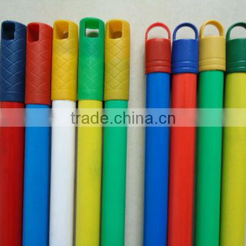 wood poles with colorful PVC and caps