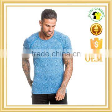 heather blue Spandex dry fit Men Training fitted t shirt