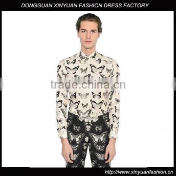 Fashion design butterfly print shirt for men