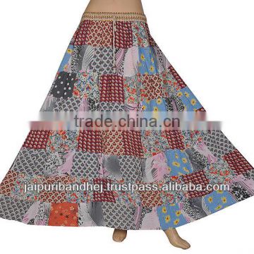 Women Elegant Fashion Patchwork Skirt Designer Cotton Fabric Skirts