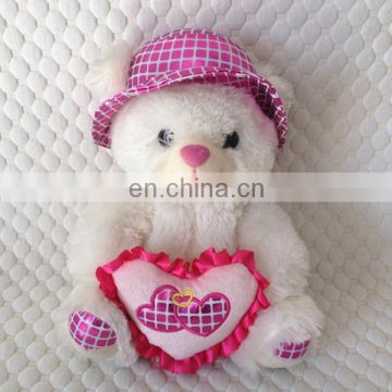 Double heart plush hat teddy bear soft toy