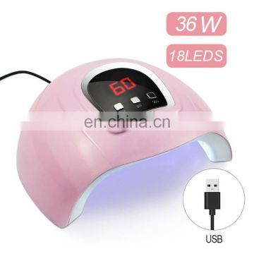 New design portable USB ABS plastic nail lamp manicure machine 54W professional UV gel curing light dryer