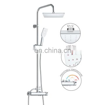 Full chrome plating self-cleaning wall mounted stainless steel square column type bath shower Set