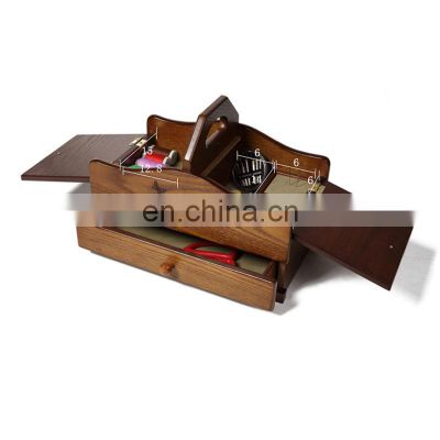 Layered morden folding wooden sewing storage tool box