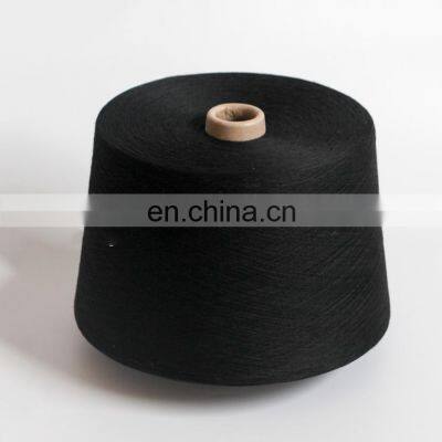 100% 40s1 recycled black spun polyester yarn with twelve point five percent black