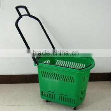 green plastic basket for supermarket store grocery