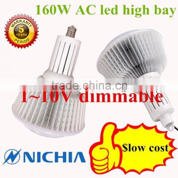 160w led high bay light ac driverless 1-10v dimmable 5years warranty