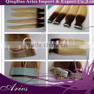 20" ombre remy tape hair extension/adhesive tape hair extension