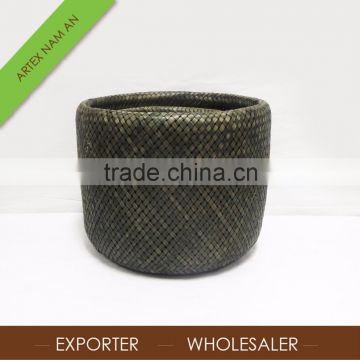 Bamboo basket weaving wholesale / Black round Bamboo Laundry basket in Vietnam