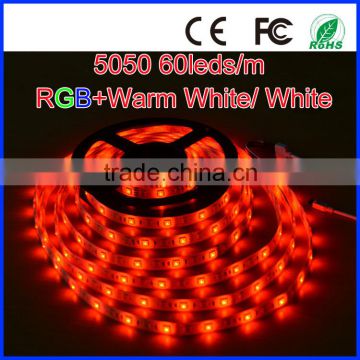 led smd 5050 300leds 5meter/roll 12v 24v dc non-waterproof luces decorativas ce rohs 2 years warranty rgbw led strip