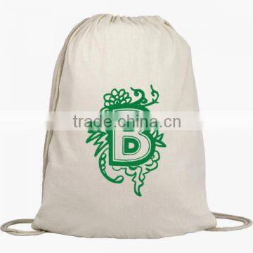 New fashion design china wholesale 100% cotton sport drawstring backpack
