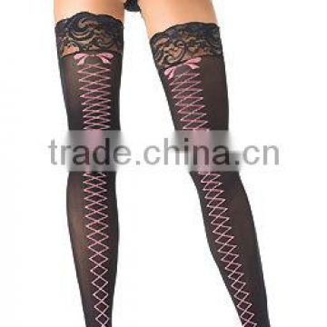 Wholesale Black Sheer Lace Top Stockings