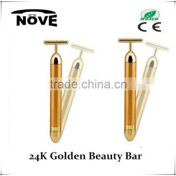 2016 facial personal massager Y Shape 24k Golden Vibrating Beauty Bar solar energy beauty bar for Wrinkle Removal machine