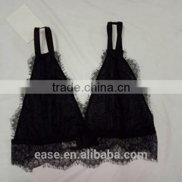 Mini strap front deep V shape lace bra