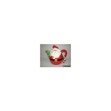 ceramic tea cozy with santa claus design