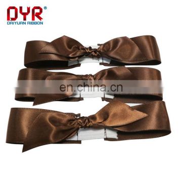 Pre-made elastic satin ribbon bow