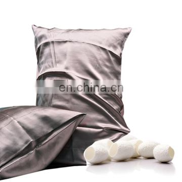 Luxury Elegant Simple Style Standard Size Gray 100% Silk  Single Summer Pillow Case 100% Mulberry With Side Envelope  Design