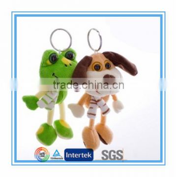 Stuffed frog and dog keychain