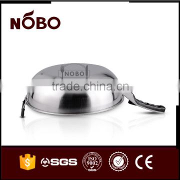 Hot stainless steel cooking wok with single handle