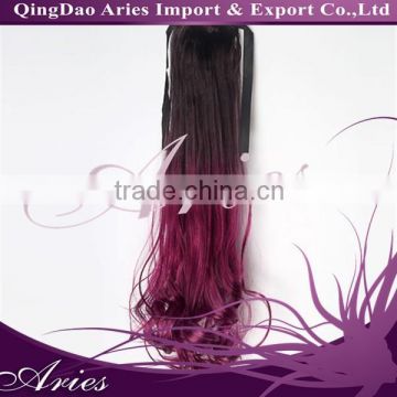 Brown & Dark Red Synthetic Long Curly Ponytail Wave Hair Piece Hair Extension
