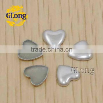 8mm Hot Fix heart-shaped Silver Aluminum DIY for Cloth Bags Shoes Accessories #GT105-8Z(001)