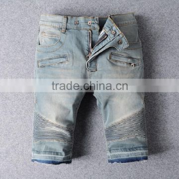 Fashion european style men high quality vantage biker jeans shorts wholesale china denim biker jeans straight half pants                        
                                                Quality Choice