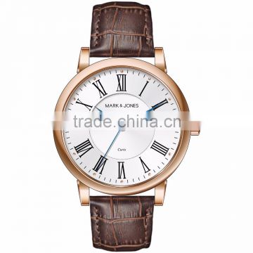 2016 Shenzhen Stainless Steel Back Geneva Mens Watches Leather Band