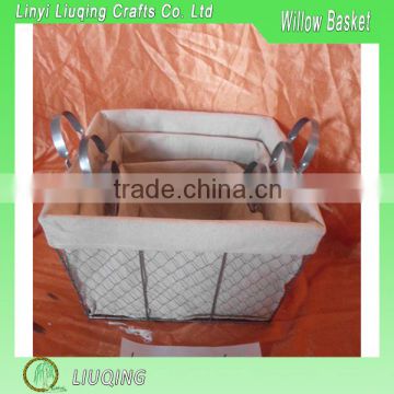 Top Selling Wire Basket With Cloth Linner And Two Metal Ear Handles