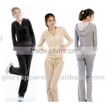 100% cotton velour tracksuits with hoodie for women