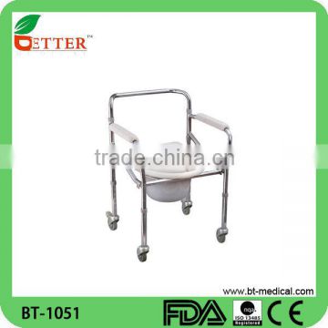 Height ajustable steel commode chair foldable toilet chair
