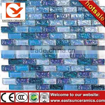 swimming pool ocean blue stripe mixed color glass mosaic tile