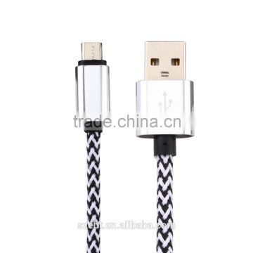 Luxury Aluminum Metal 1M 3FT Nets Braided Micro USB Cable Coiled Charger Data Sync Cable For Samsung Galaxy Cell phones 6 Colors