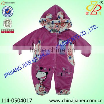 2015 new arrival fashion design velour fabric wholesale baby winter rompers with embroidery