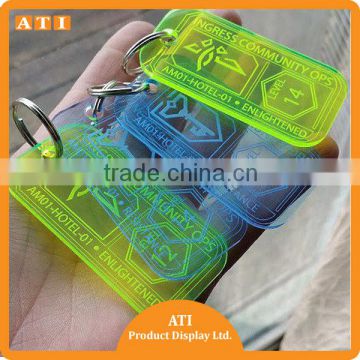 wholesale blank square clear printcolorful laser cut acrylic key chain