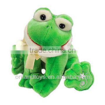 Promotion farm plush toys green frog with big eyes
