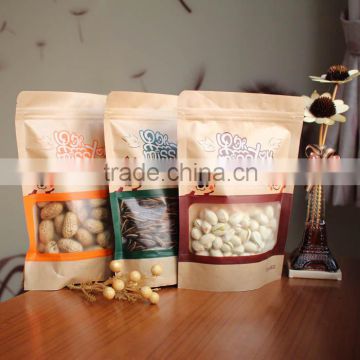 Customized logo food Kraft paper bags with clear window